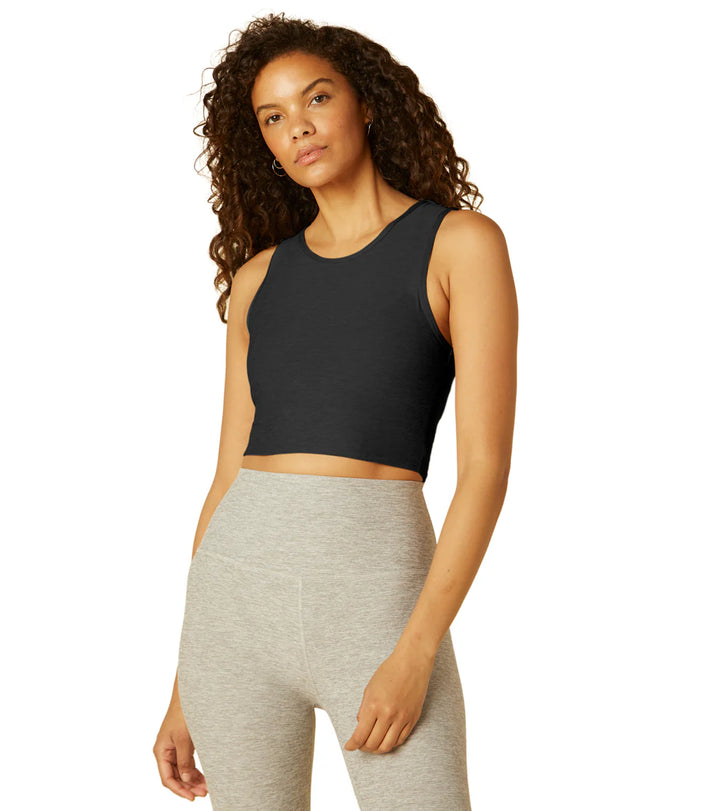 Featherweight Top Notch Cropped Tank-Darkest Night