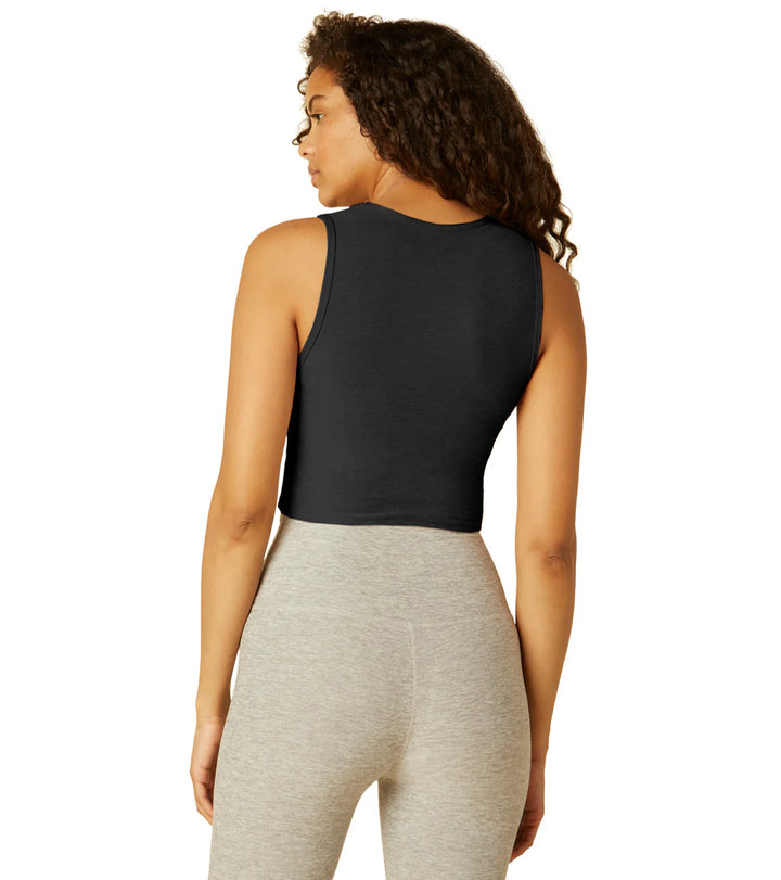 BEYOND YOGA Featherweight Top Notch Cropped Tank-Darkest Night