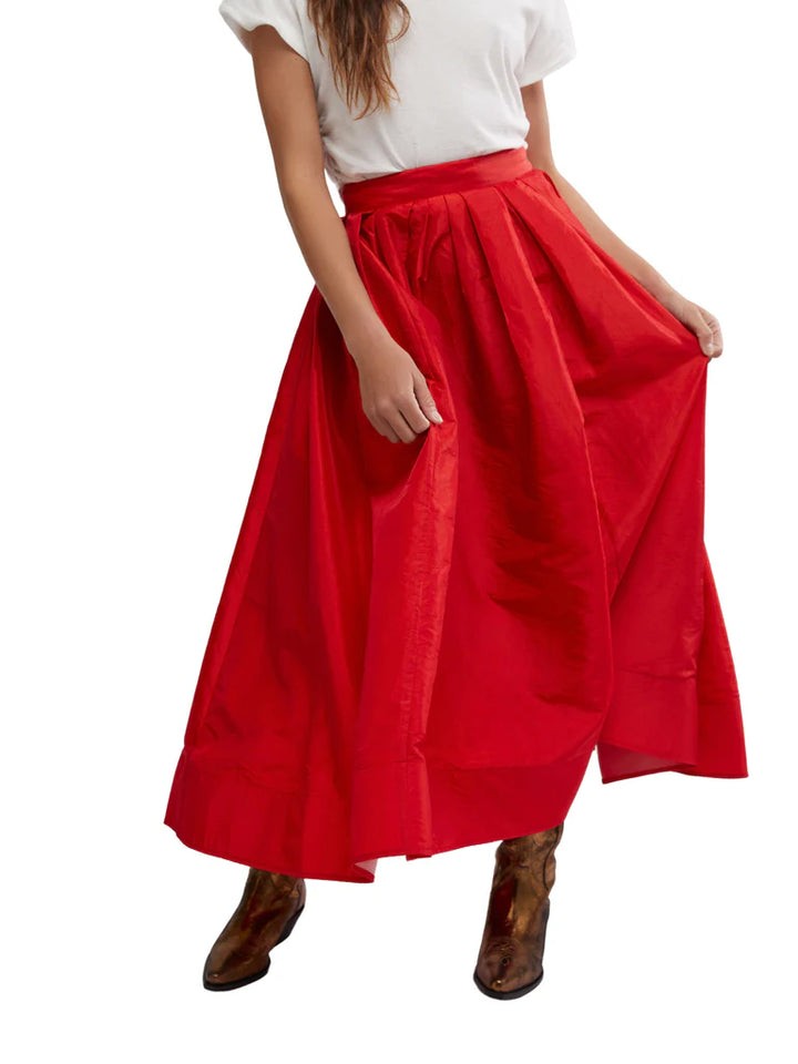 FREE PEOPLE Emilia Full Skirt - High Risk Red