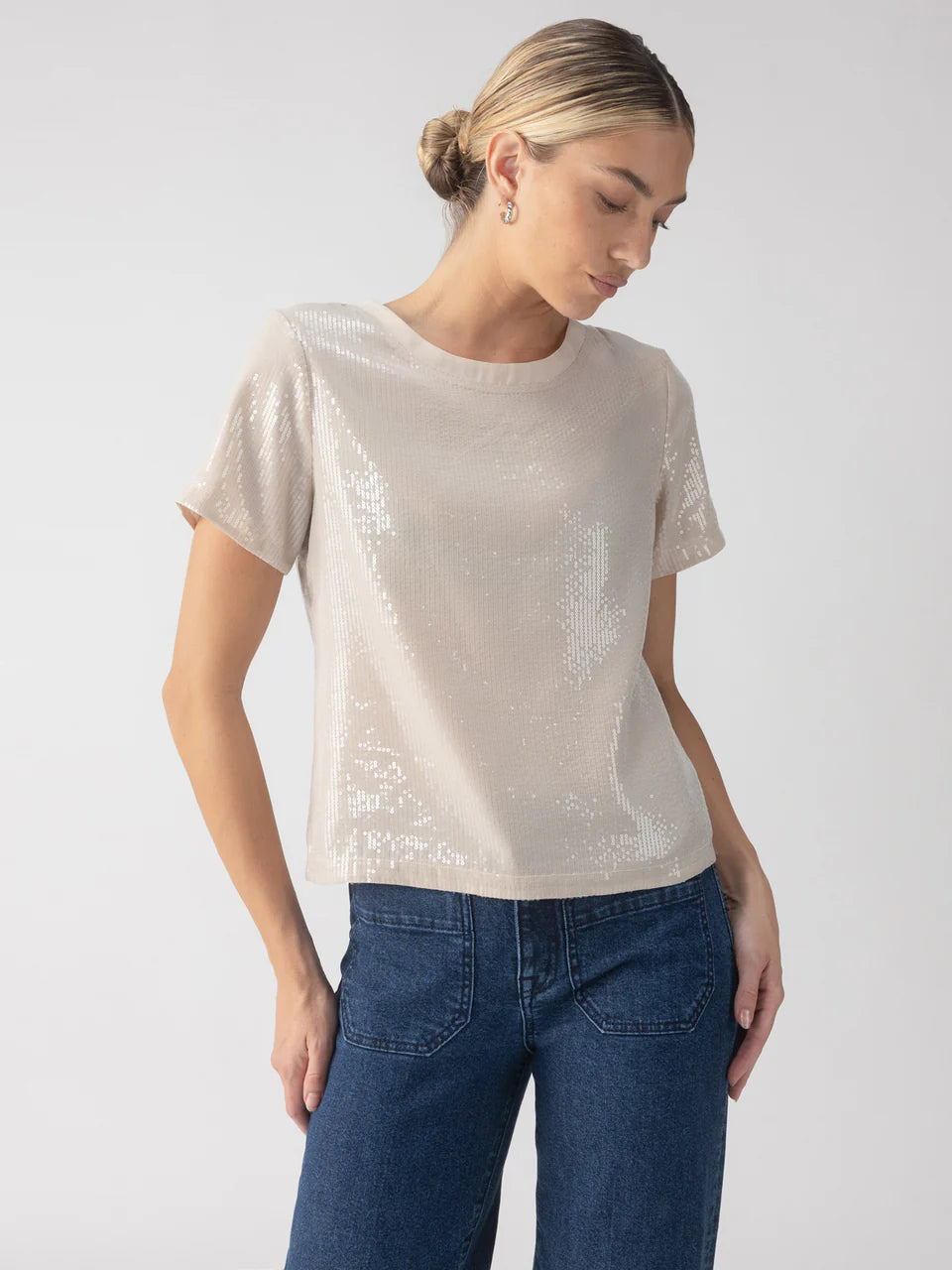 Perfect Sequin Tee - Frosted Almond