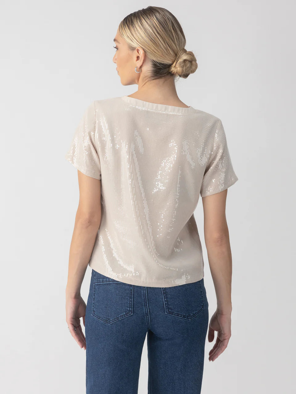 Perfect Sequin Tee - Frosted Almond