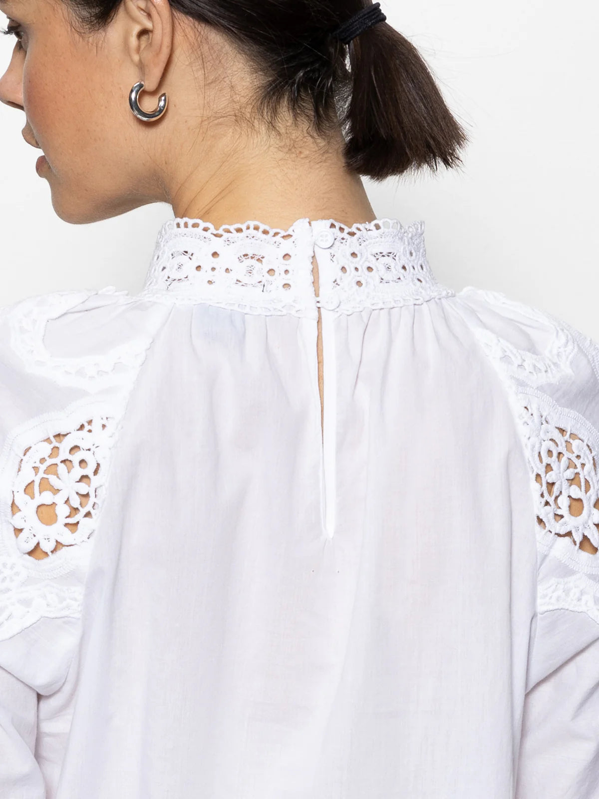 Lace Popover Blouse - White