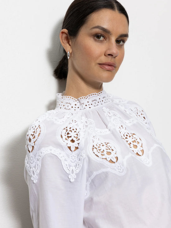 Lace Popover Blouse - White