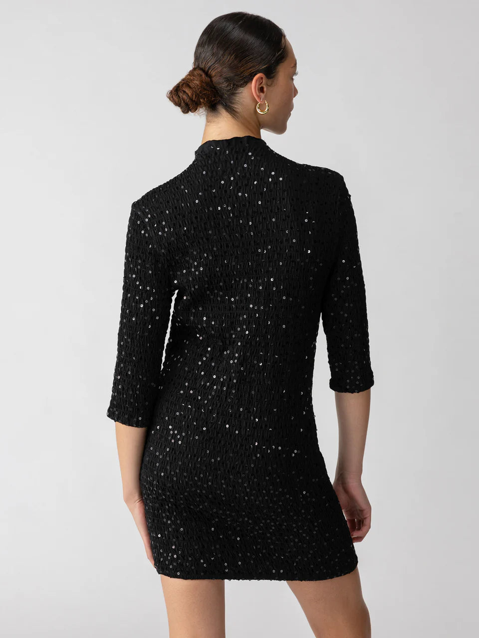 SANCTUARY Holiday Smocked Sequin Dress - Black