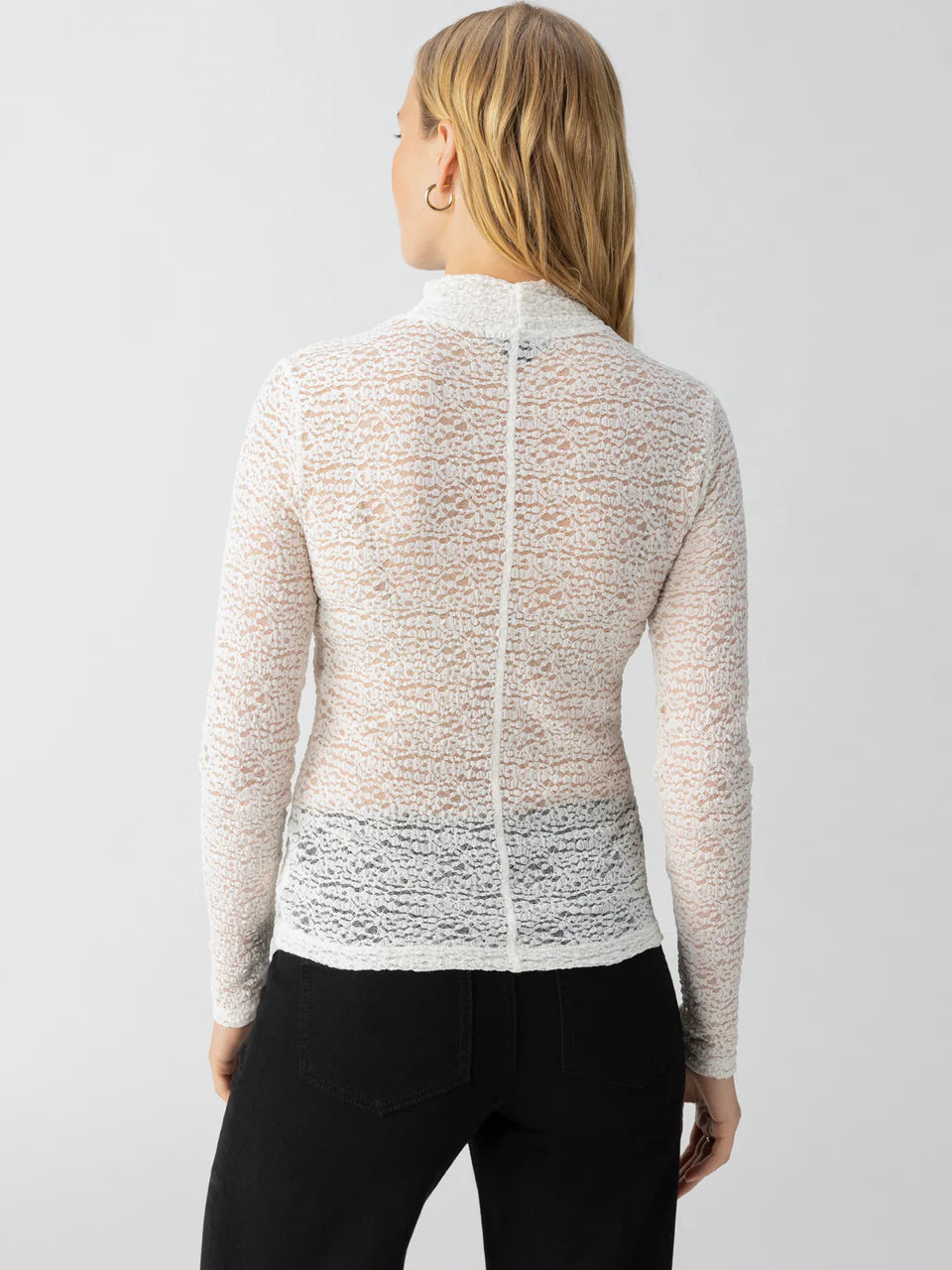 SANCTUARY Long Sleeve Textured Mock - Chalk