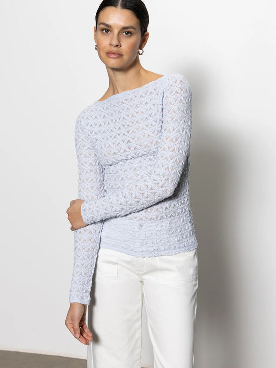 Long Sleeve Boatneck T-Shirt -Sky Blue