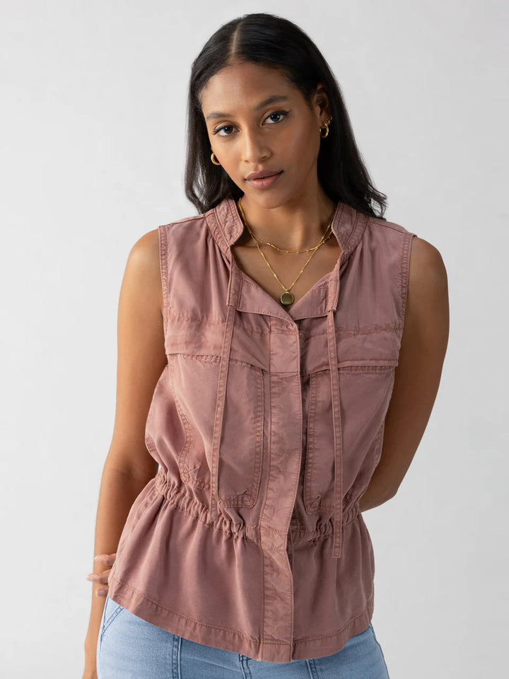 SANCTUARY Leah Surplus Vest - Washed Clay