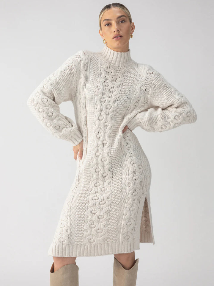 SANCTUARY Cable Sweater Dress - Chalk