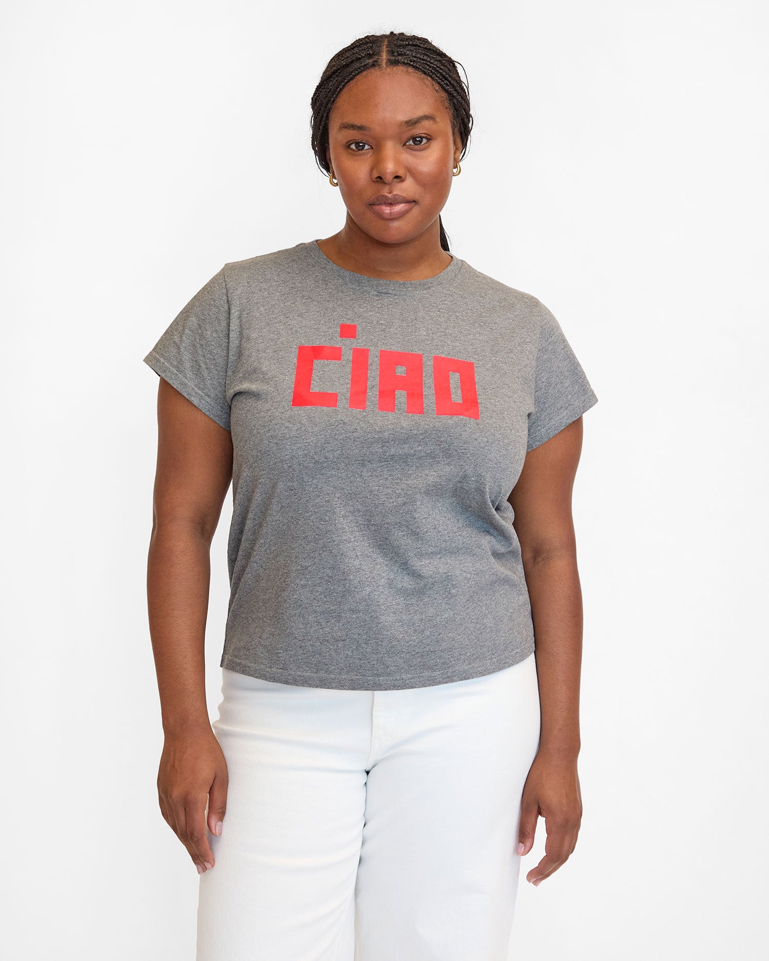 CLARE V. Classic Tee Ciao - Grey Melange