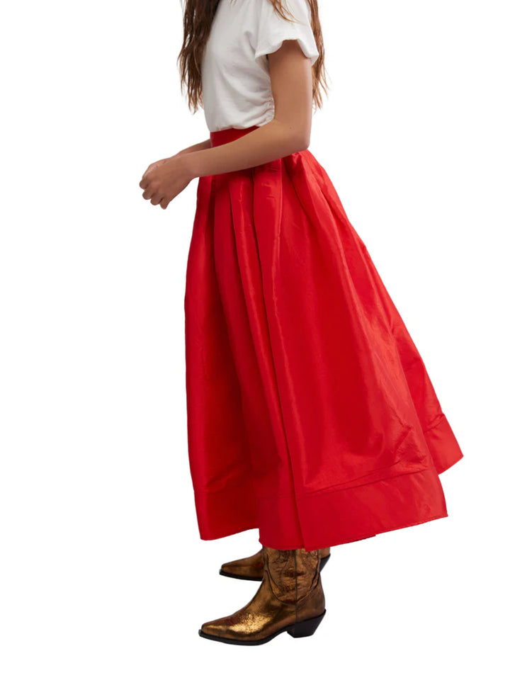 FREE PEOPLE Emilia Full Skirt - High Risk Red