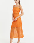 ADELYN RAE Inda Lace Midi Dress - Mandarin Orange