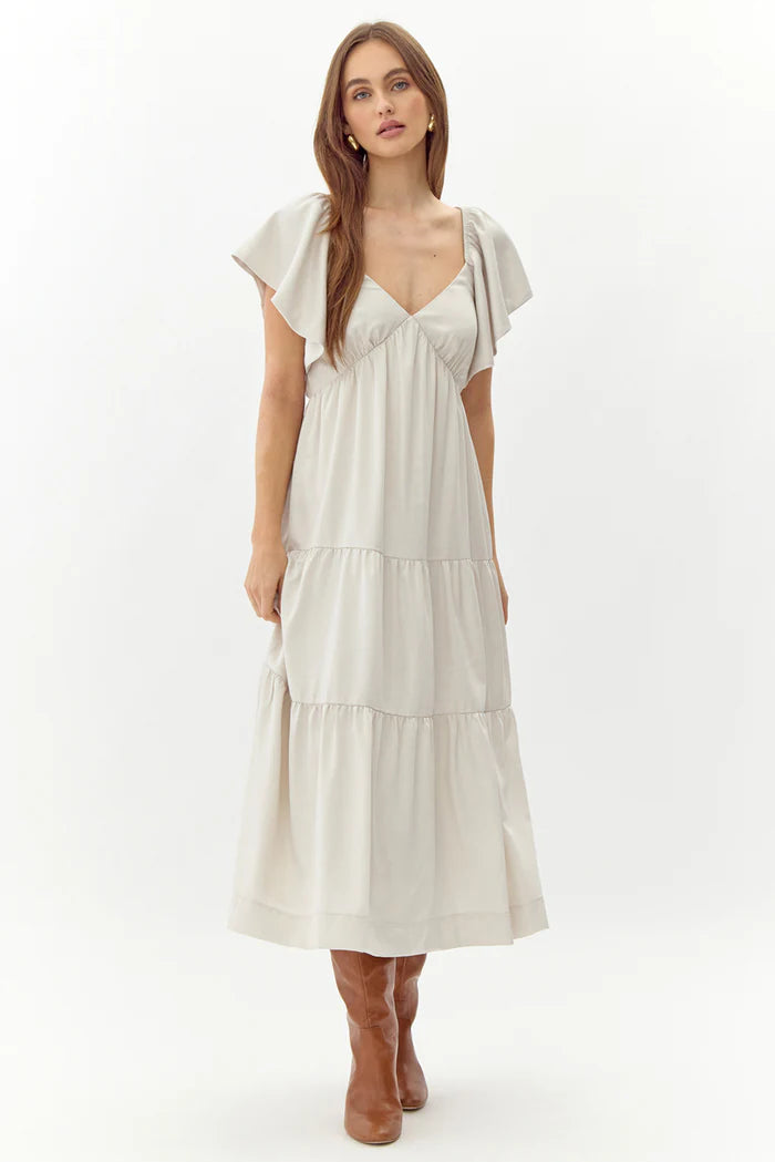 ADELYN RAE Tessa Midi Dress - Vanilla