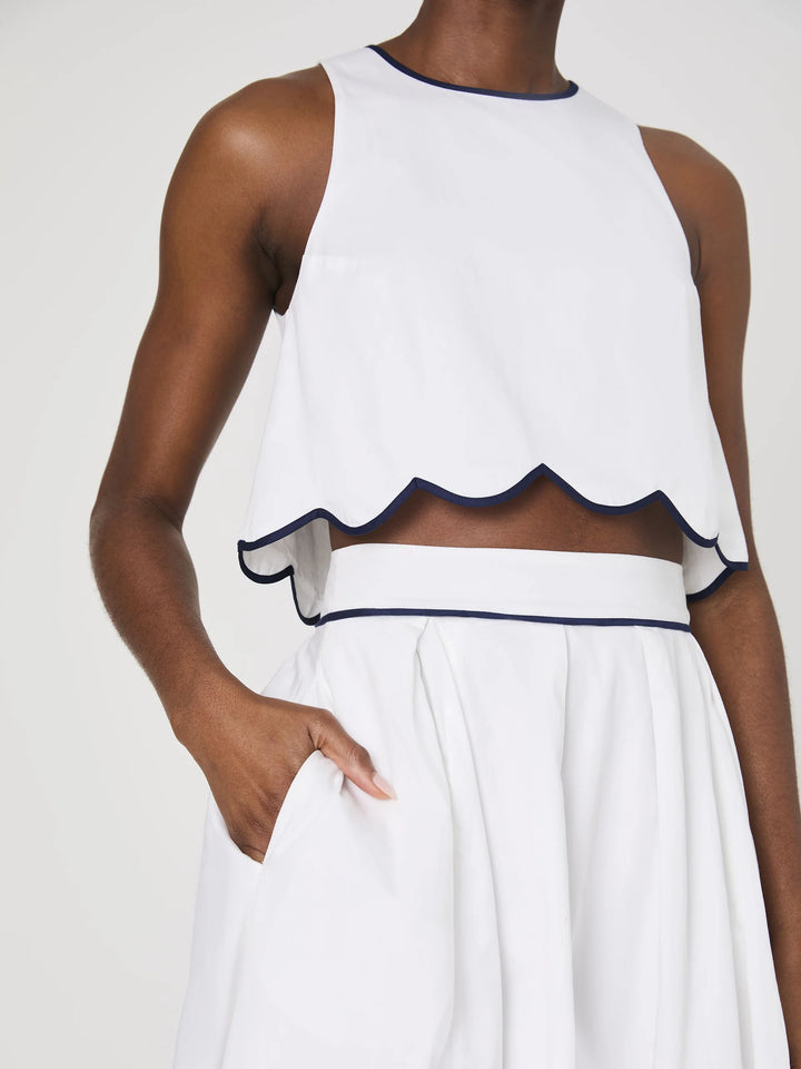 Alexis Cotton Scallop Top - Summer White