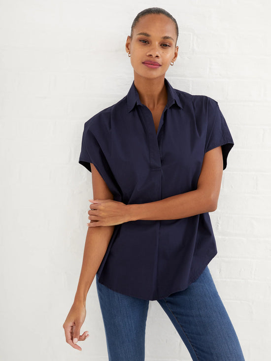 Cele Rhodes Poplin Sleeveless Shirt - Marine