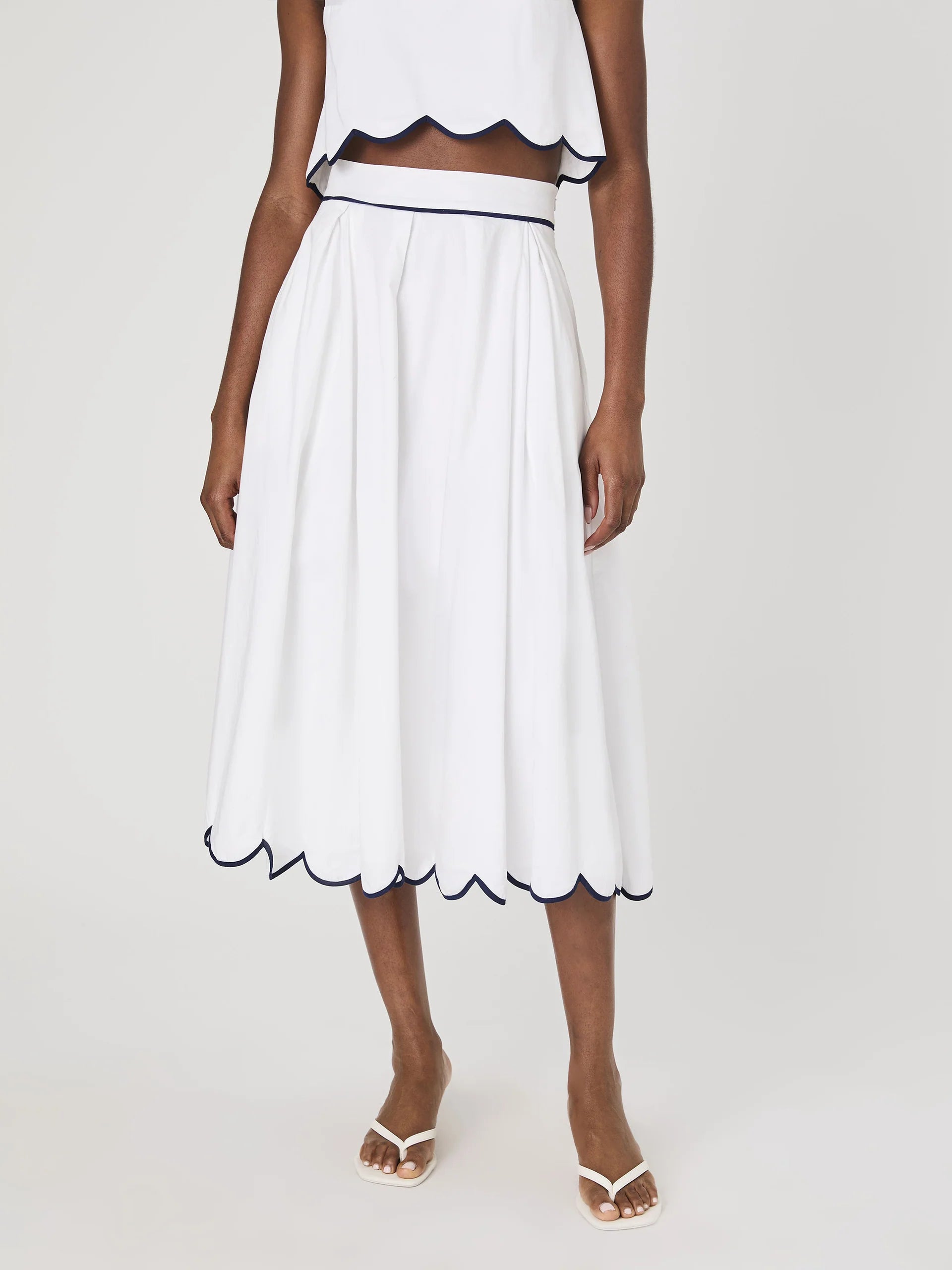 Alexis Cotton Scallop Skirt - Summer White