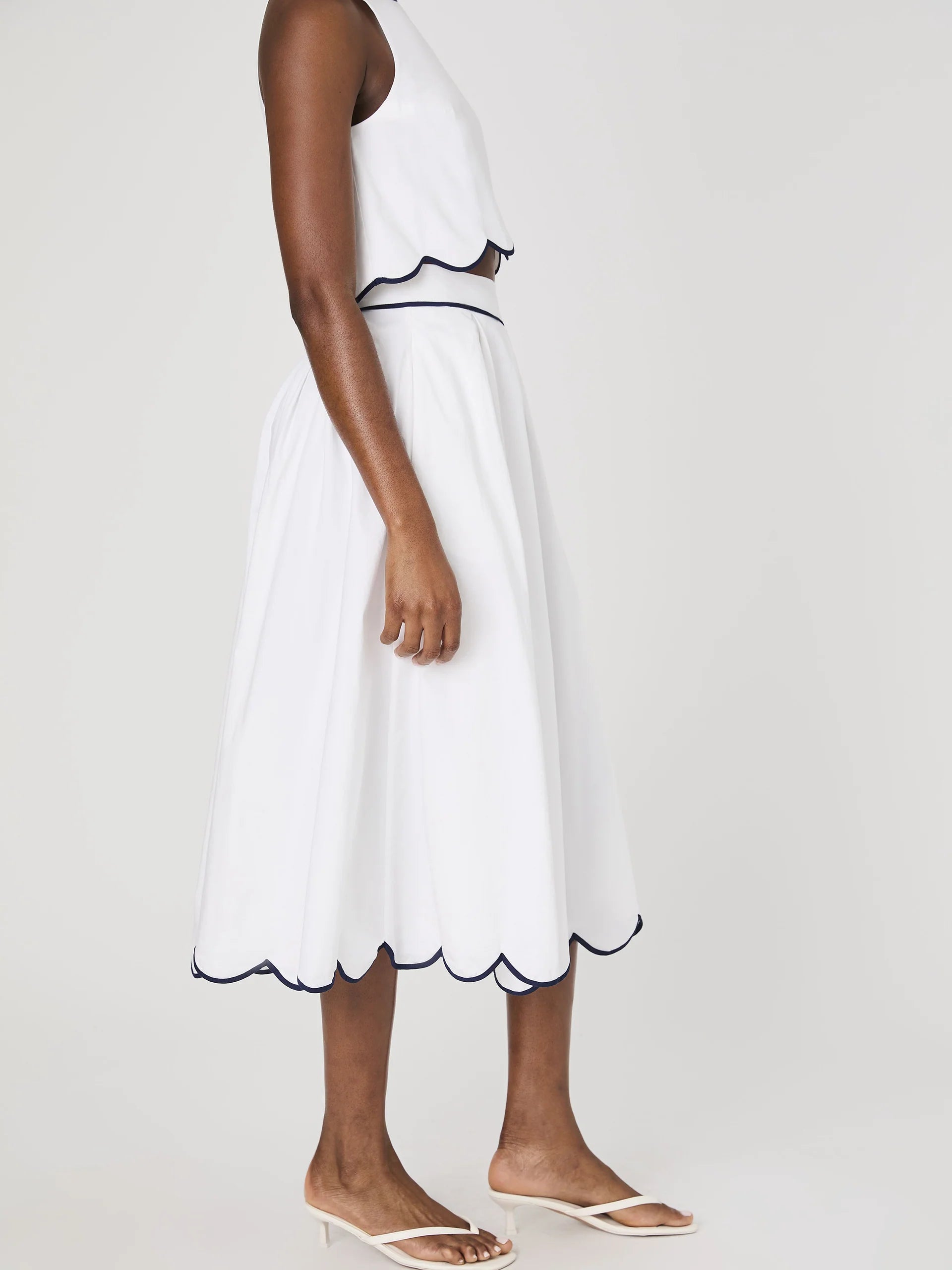 Alexis Cotton Scallop Skirt - Summer White