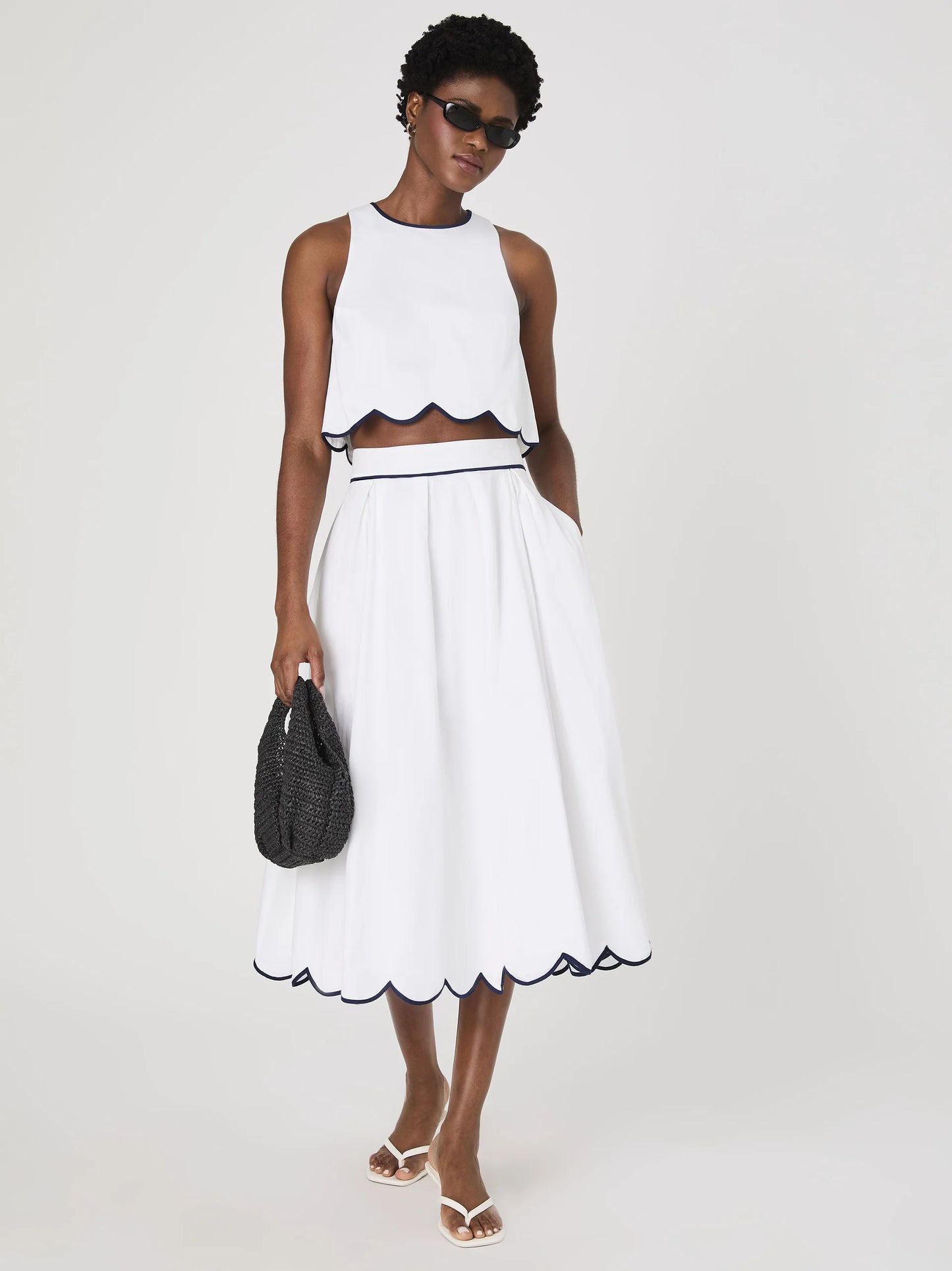 Alexis Cotton Scallop Skirt - Summer White