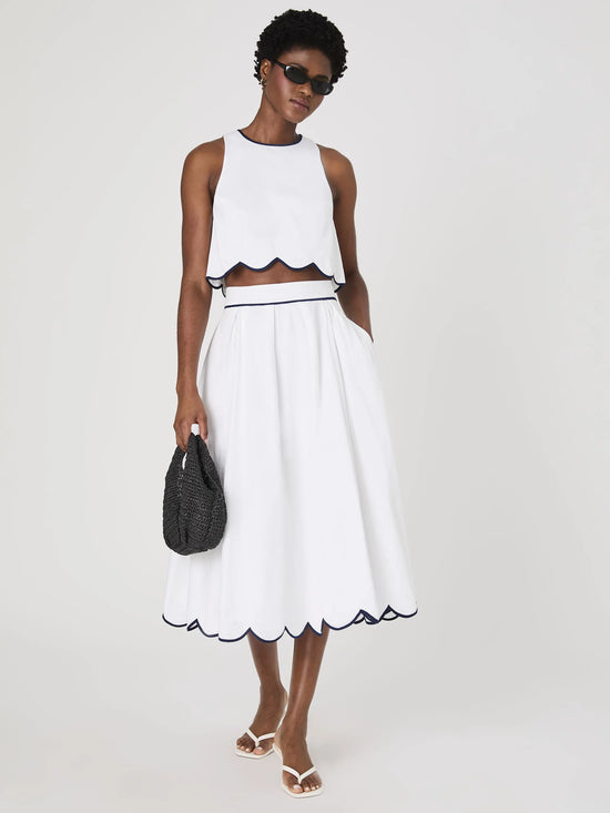 Alexis Cotton Scallop Skirt - Summer White