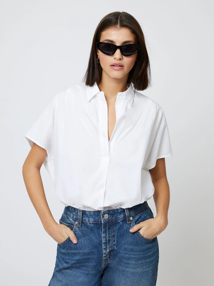 Cele Rhodes Poplin Sleeveless Shirt - White