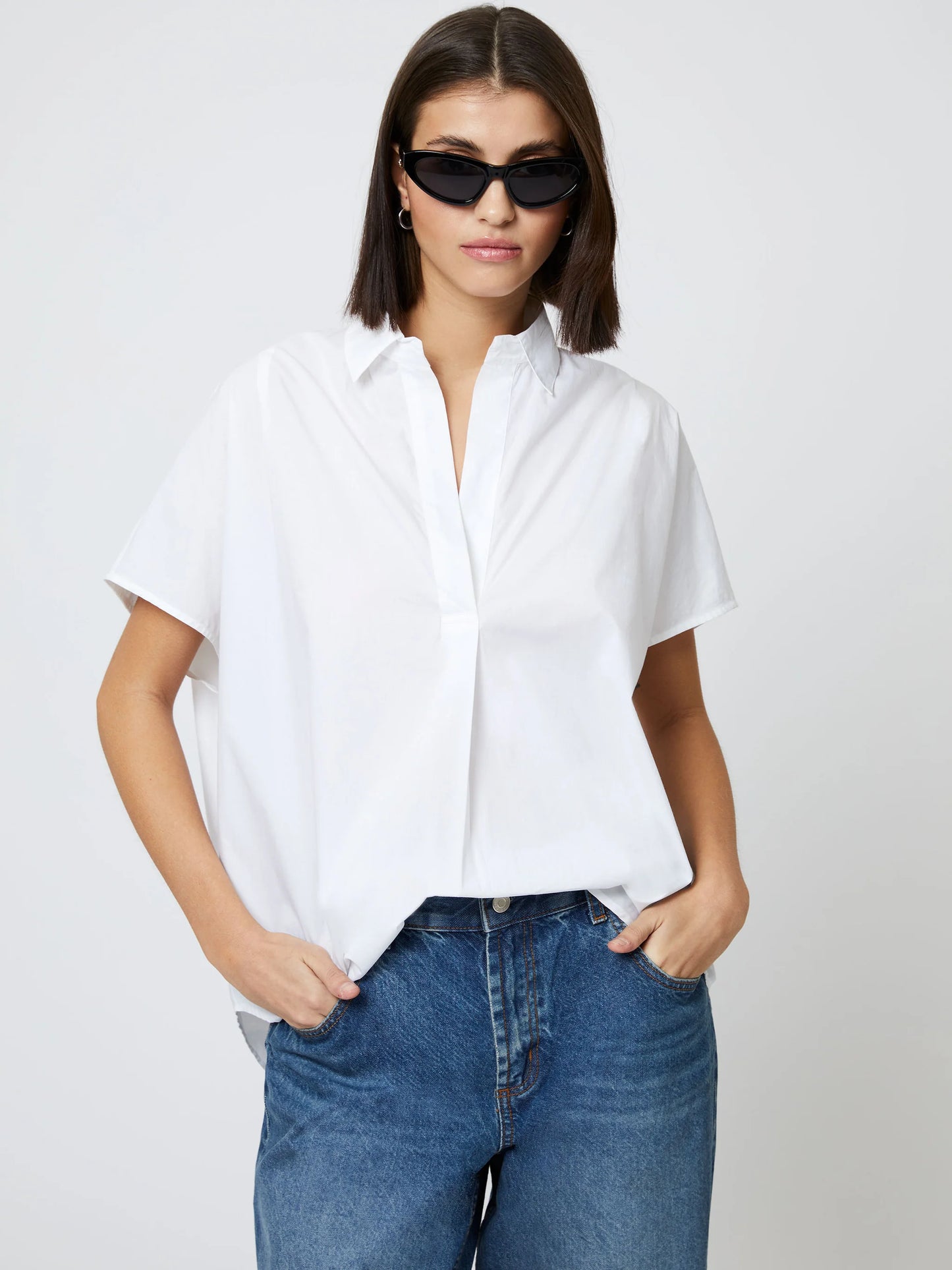 Cele Rhodes Poplin Sleeveless Shirt - White