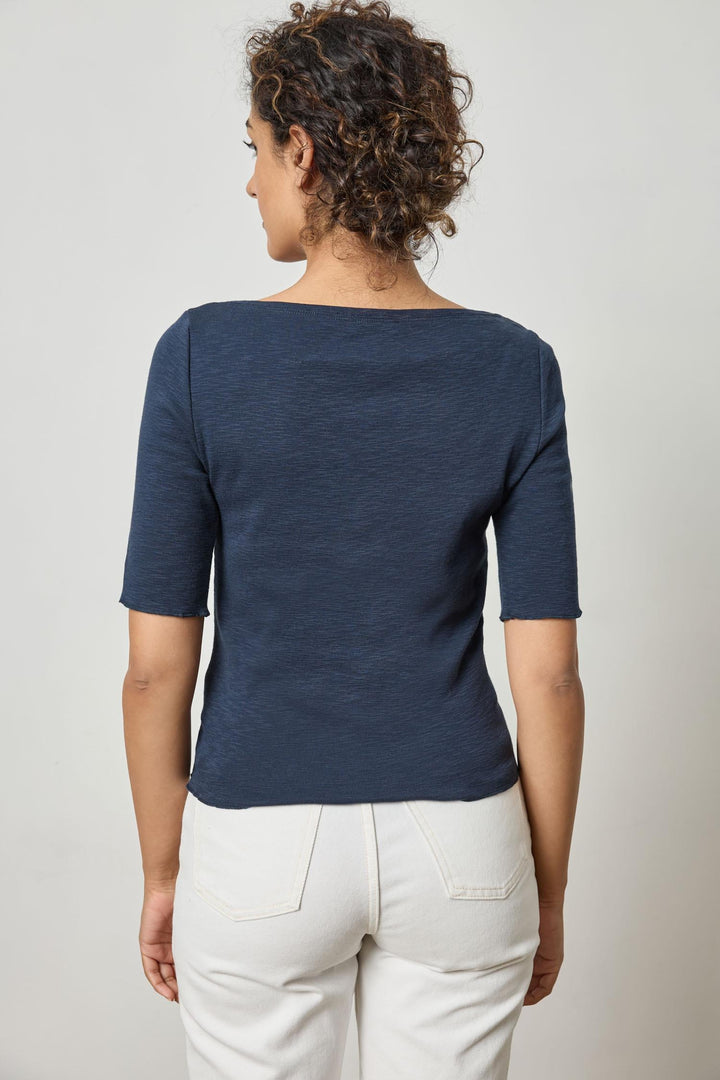 Elbow Sleeve Boatneck - Navy