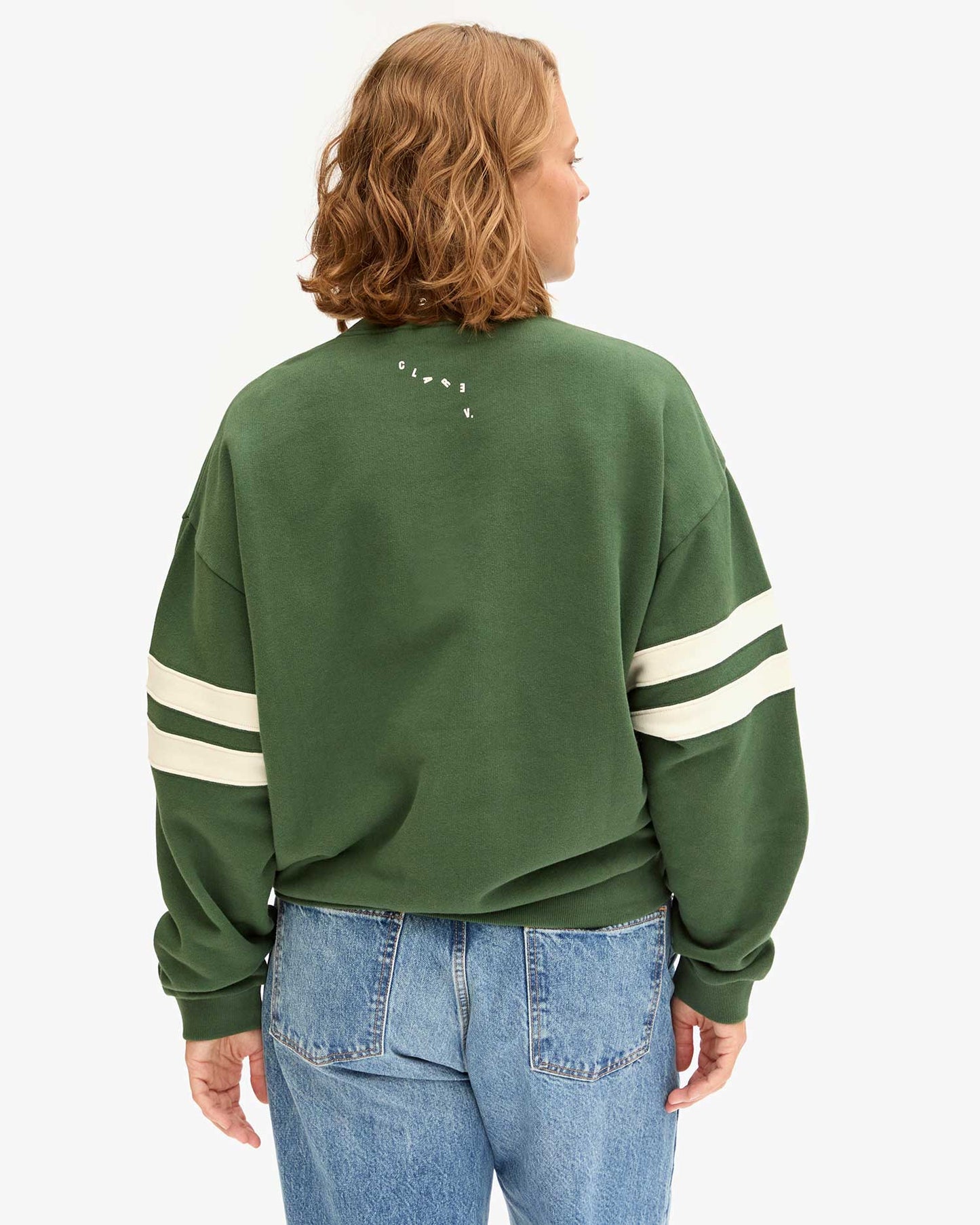 CLARE V. Oversized Varsity Sweatshirt - Forest