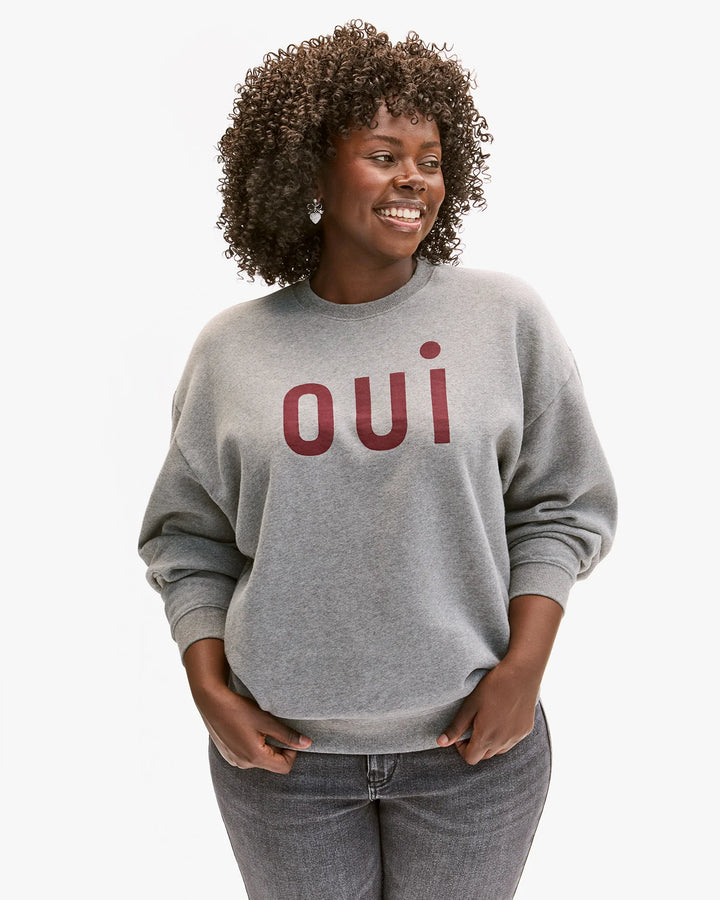 CLARE V. Oversized Sweatshirt Oui - Grey Melange