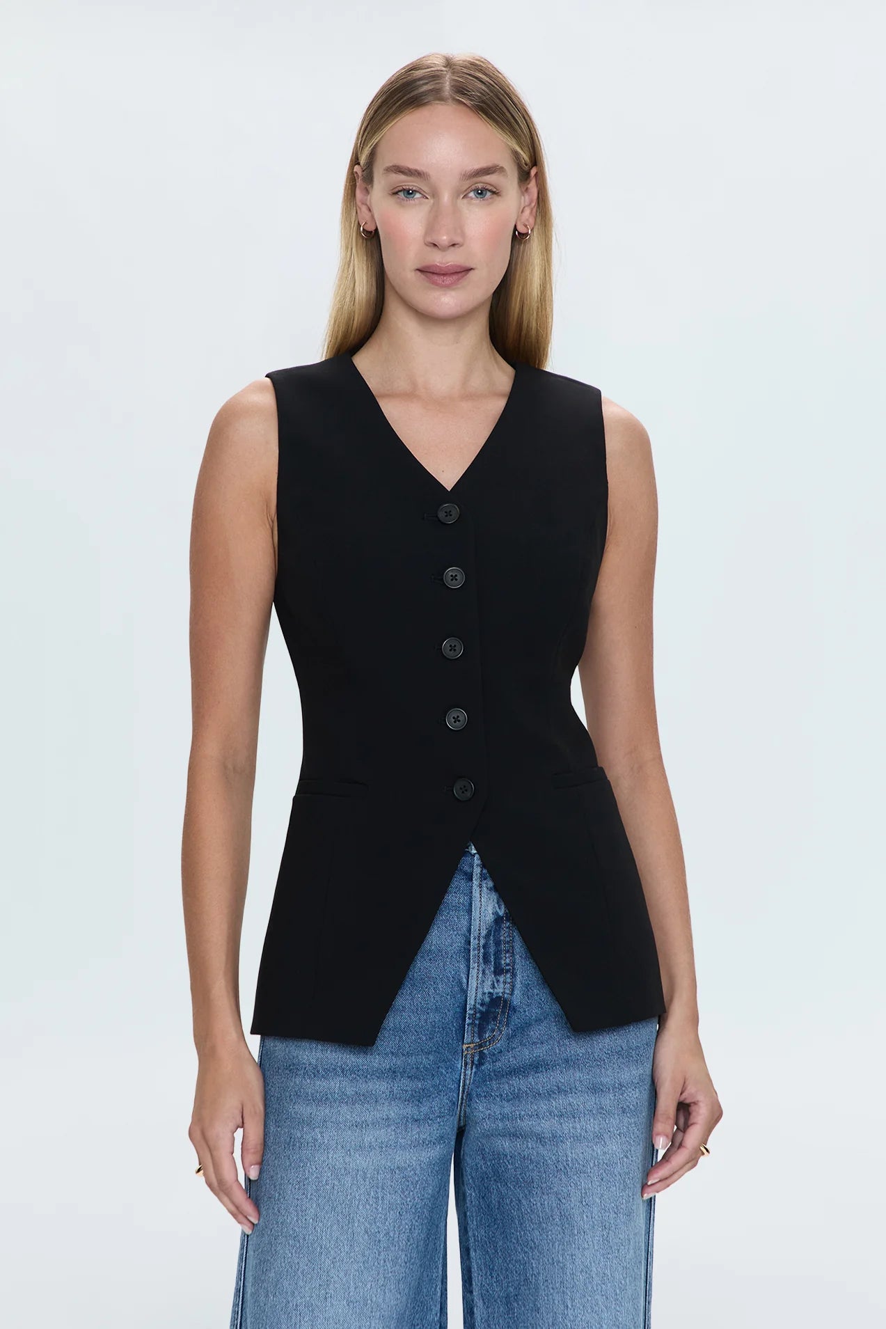 Lila Fitted Vest - Black