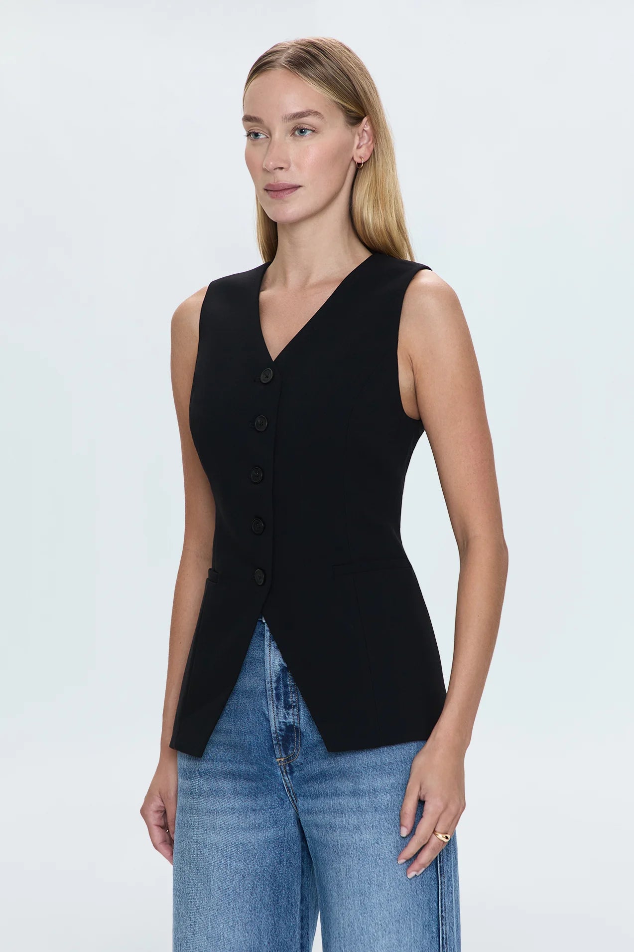 Lila Fitted Vest - Black