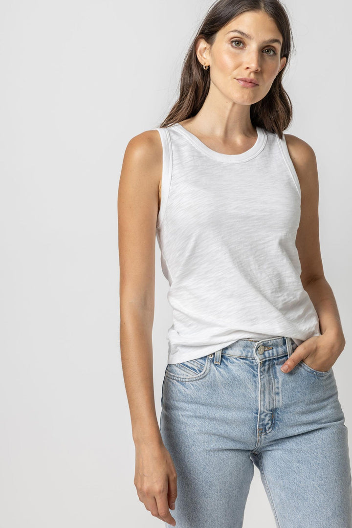 LILLA P Back Seam Tank - White