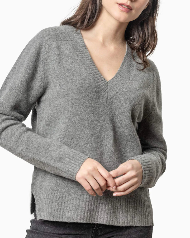 Felted Easy V-Neck Sweater - Charcoal