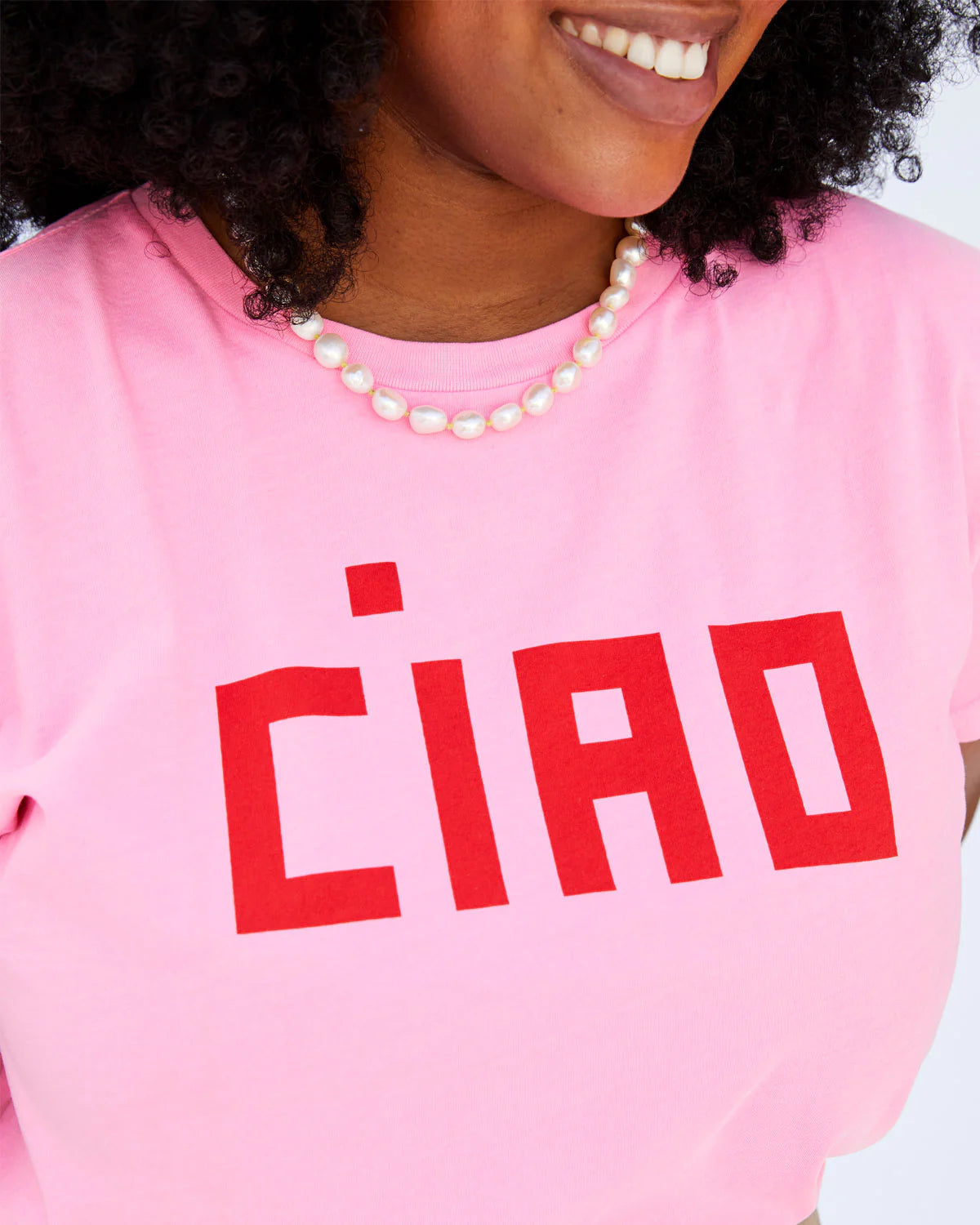 CLARE V. Classic Tee - Ciao - Neon Pink