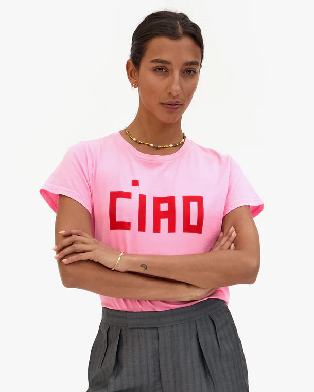 CLARE V. Classic Tee - Ciao - Neon Pink