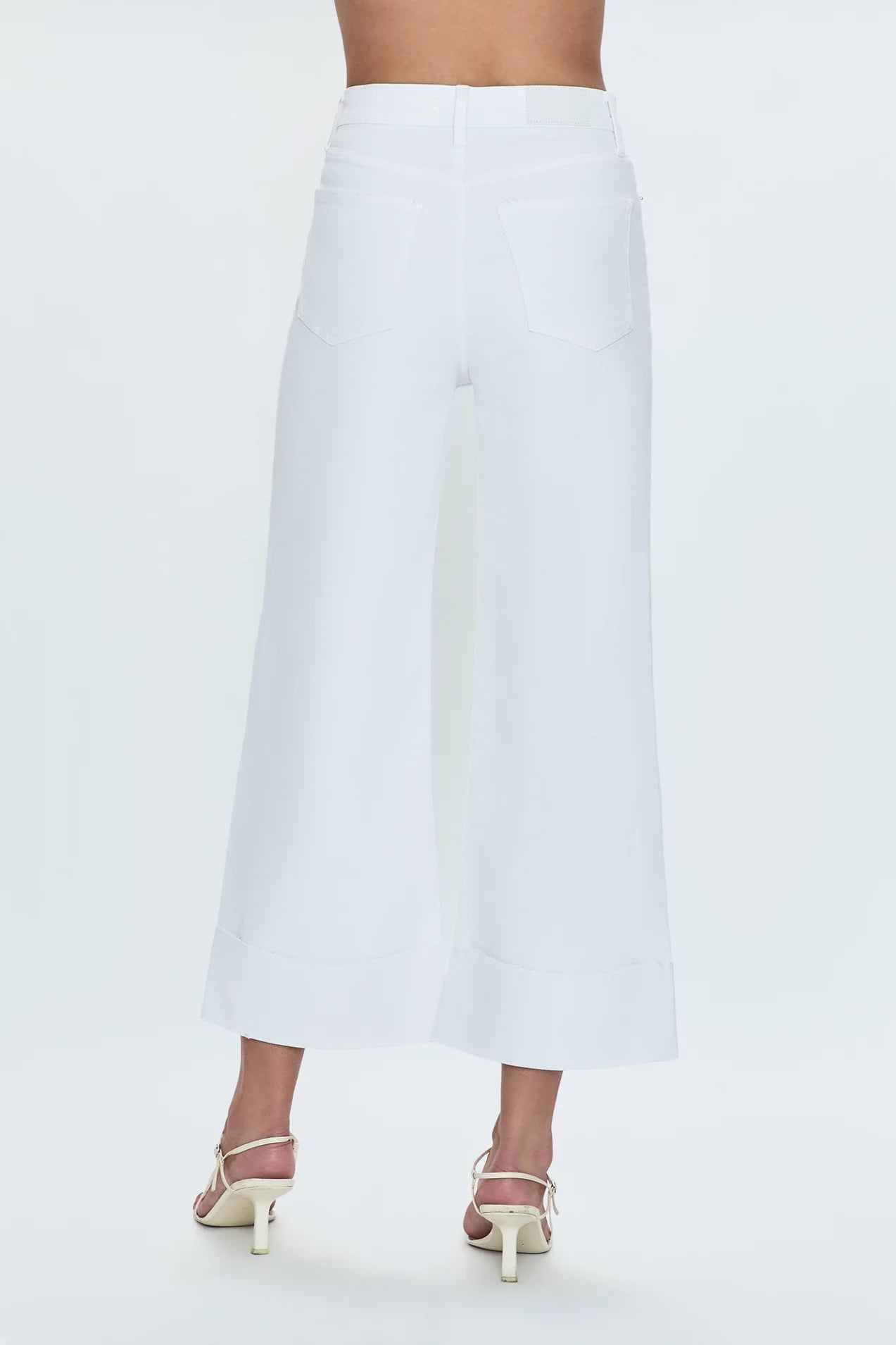 Lana Crop W/ Cuff High Rise Ultra Wide Leg - White