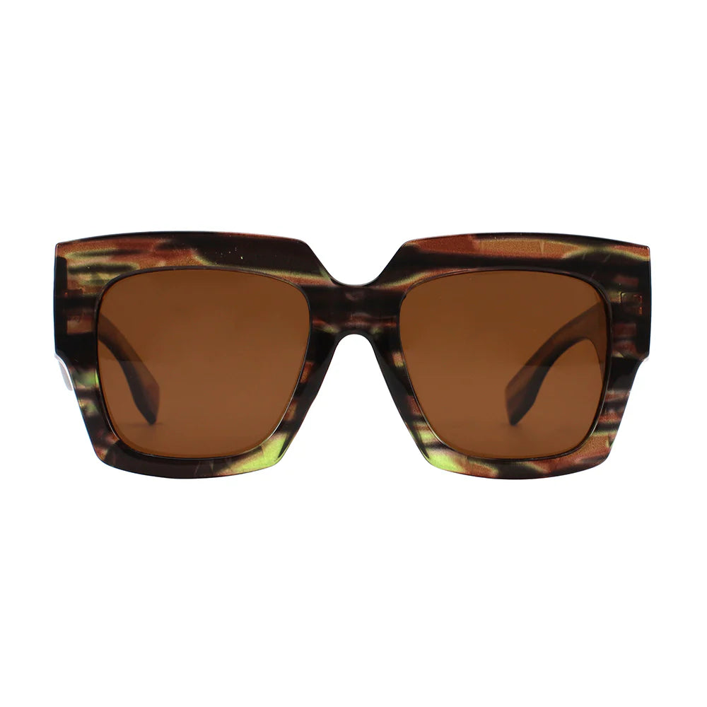 RYAN SIMKHAI Marley Sunglasses - Brown with Green Streaks