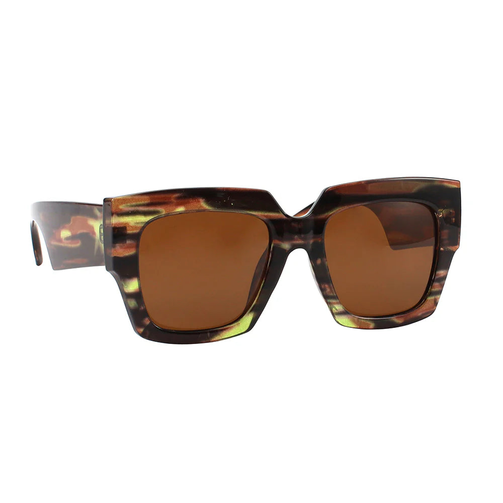 RYAN SIMKHAI Marley Sunglasses - Brown with Green Streaks