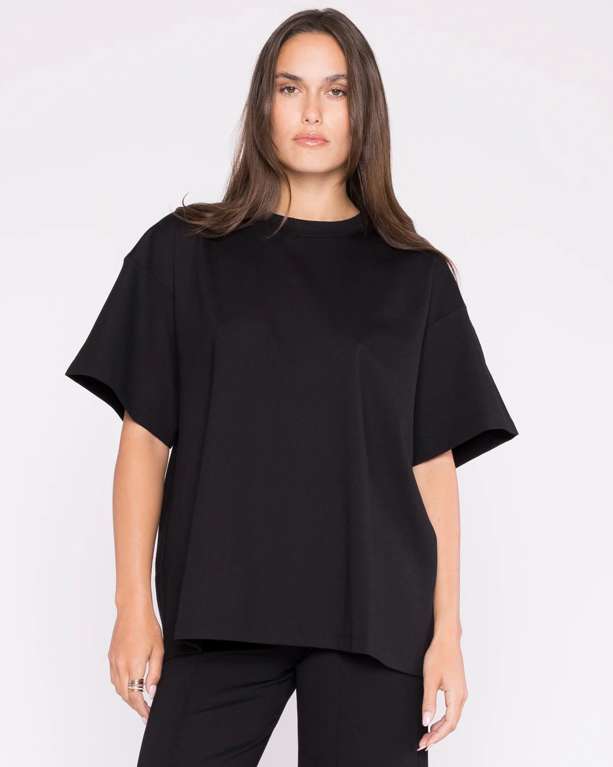 Ponte Knit Big Shirt - Black