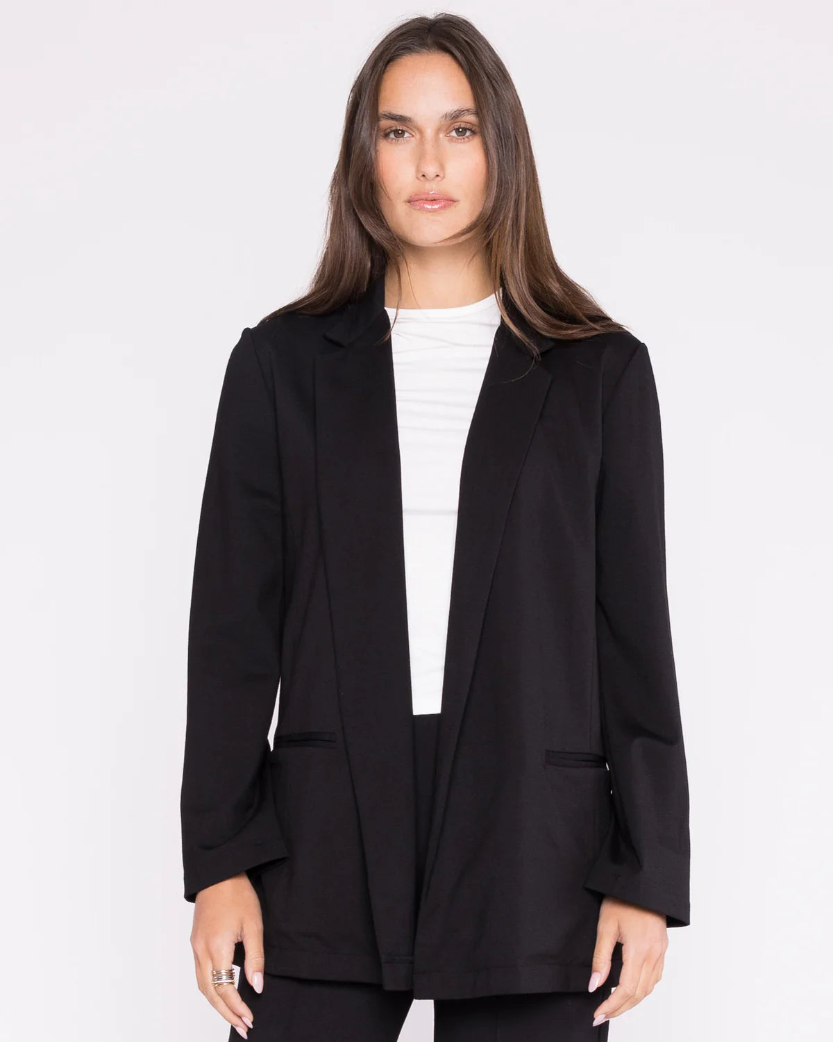 Ponte Knit Oversized Blazer - Black