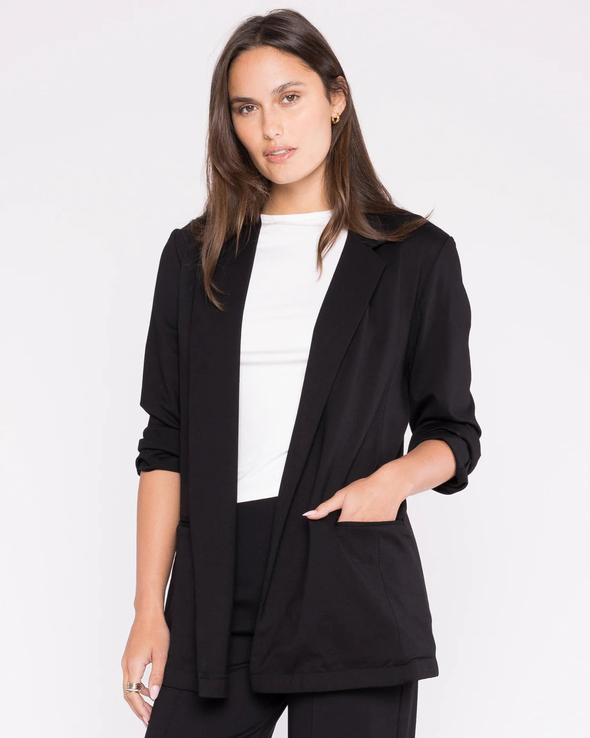 Ponte Knit Oversized Blazer - Black