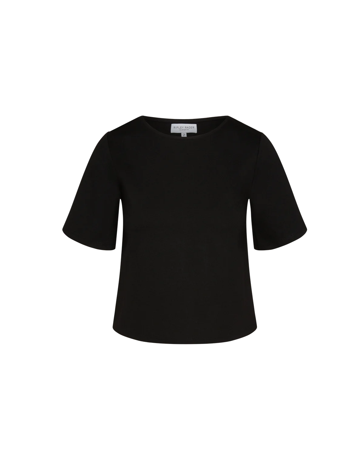 Ponte Knit Short Sleeve Top Extended - Black