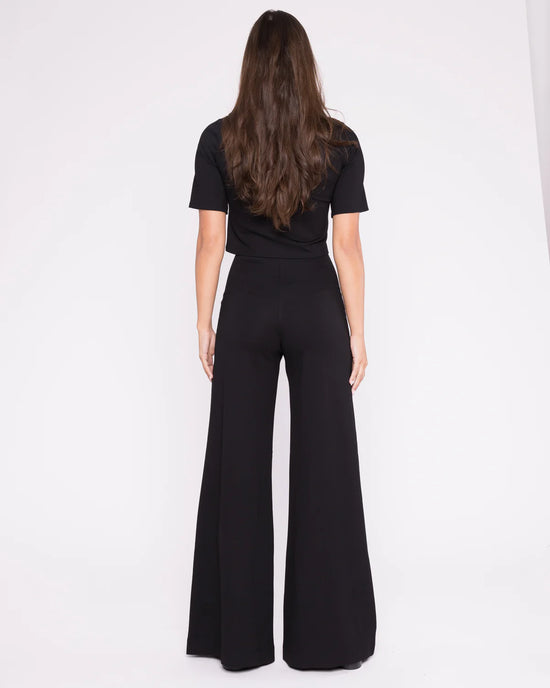 Ponte Knit Wide Leg Pant - Black