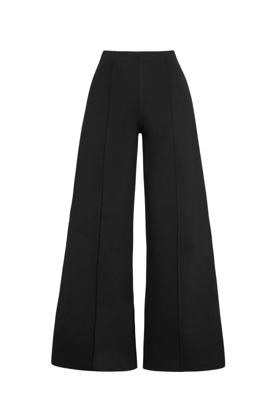 Ponte Knit Wide Leg Pant - Black