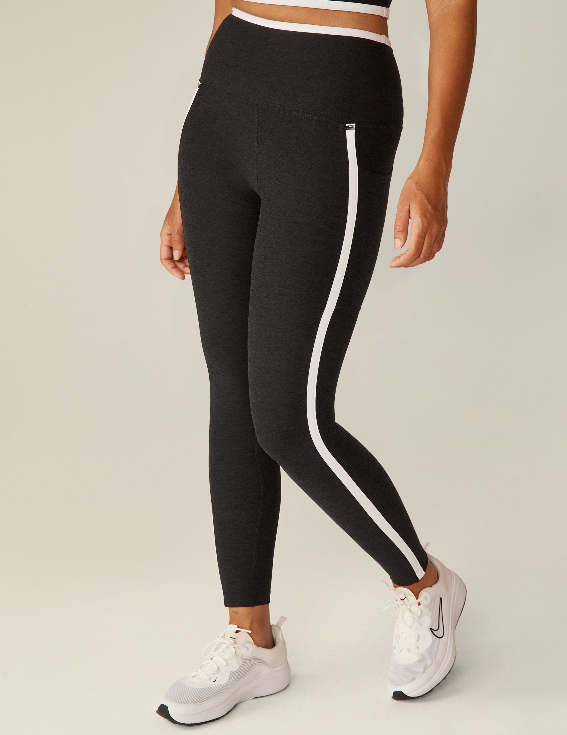 BEYOND YOGA Spacedye New Moves High Waisted Midi Legging - darkestnight/white