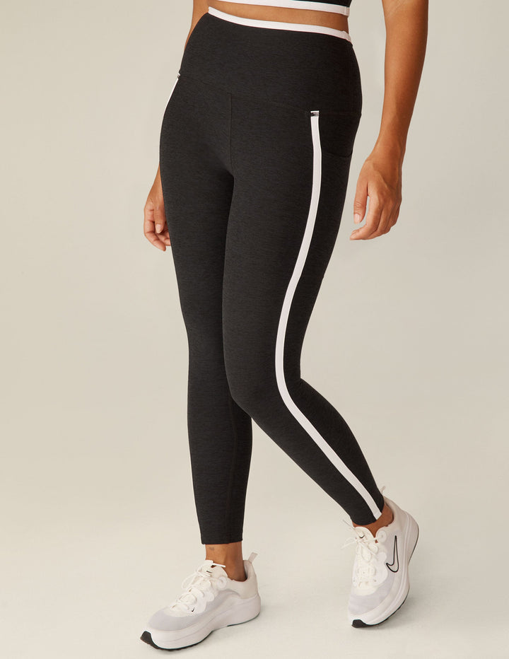 Spacedye New Moves High Waisted Midi Legging - darkestnight/white