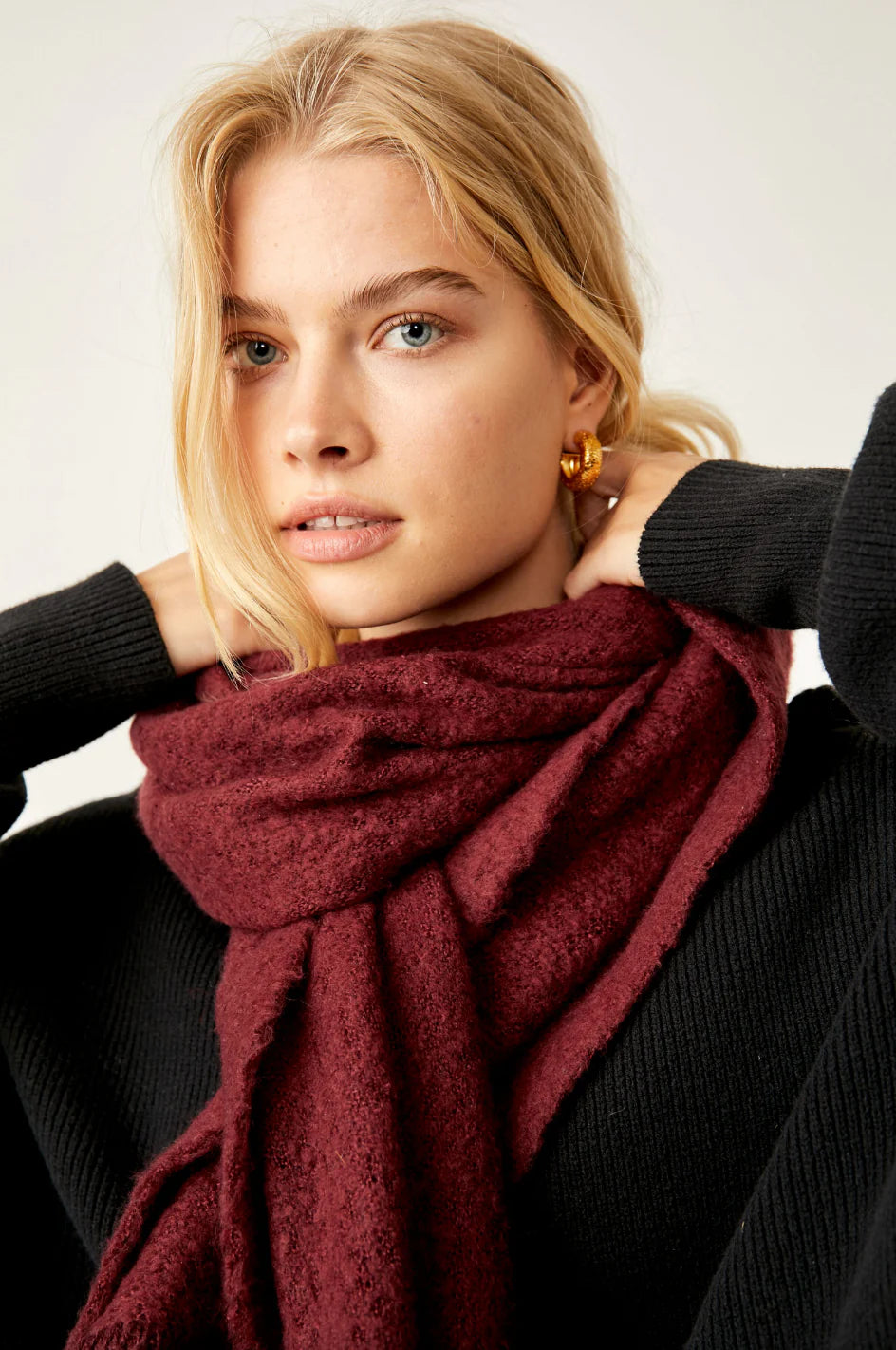 FREE PEOPLE Rangeley Recycled Scarf - Pinot Noir