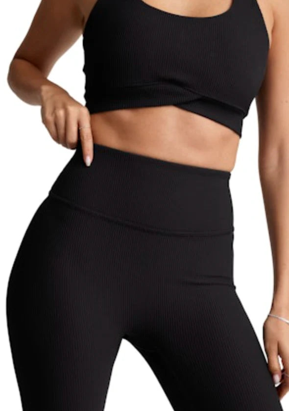 Impulse Ribbed High Waisted Legging - Black Onyx