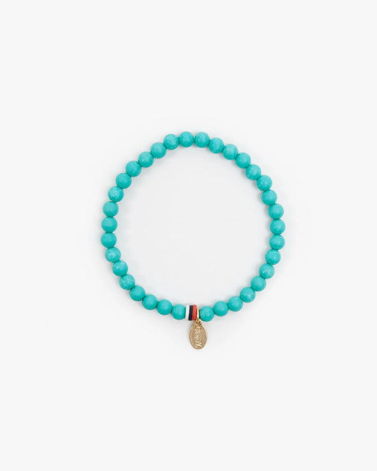 CLARE V. Stone Bead Stretch Bracelet - Turquoise