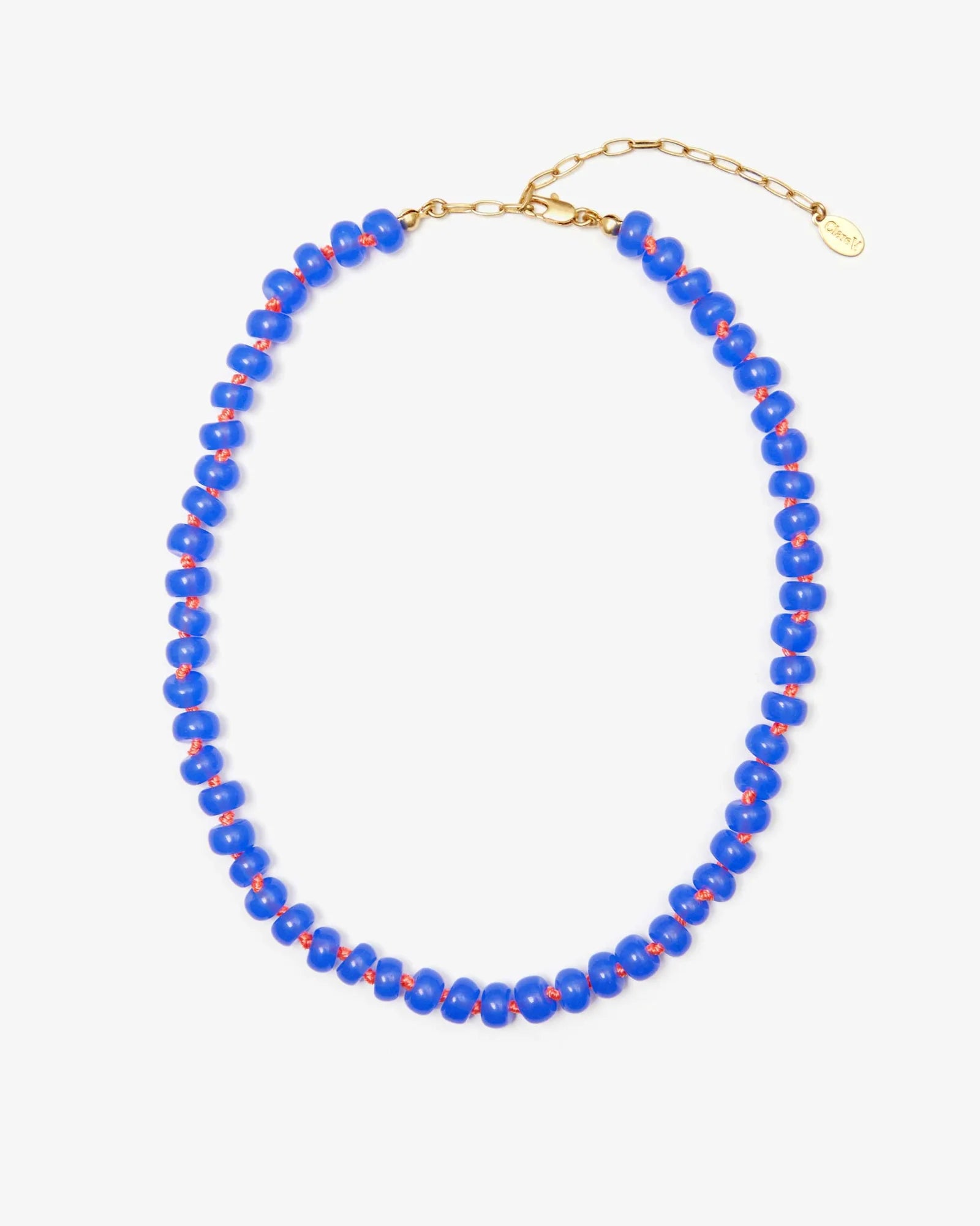 Stone Slice Necklace- Vintage Gold/Cobalt