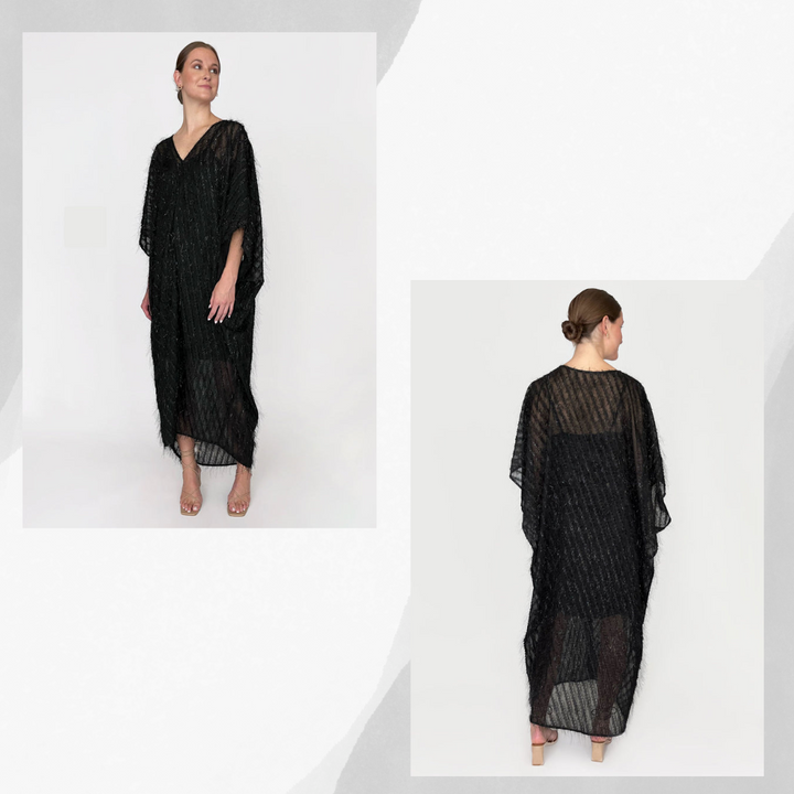 ABBEY GLASS Rosemary Caftan Dress Black