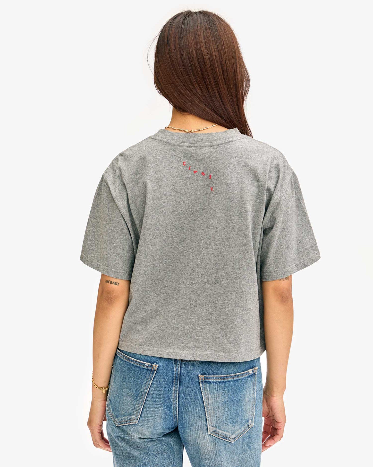 CLARE V. Classic Tee - Oui (Grey Melange)